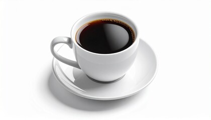 Obraz premium White ceramic cup of black coffee on saucer