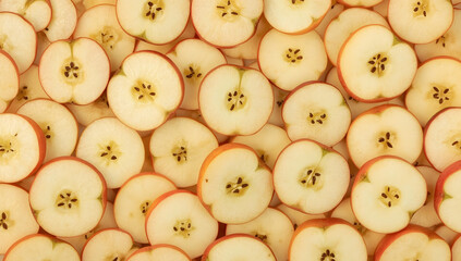 Ideal for food packaging design or kitchen decor backgrounds. Bright green apple slices create a stylish and fresh motif. Great for culinary projects.