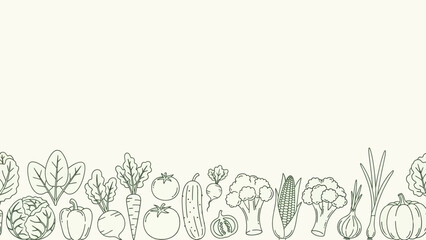 Hand-Drawn Vegetables Border - Fresh Produce Line Art
