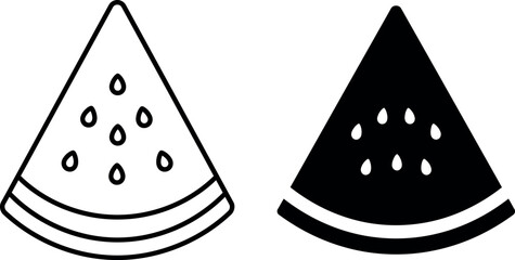 watermelon slice icon set featuring silhouette