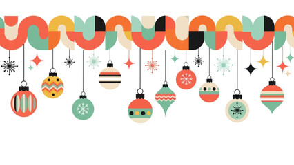 Retro Christmas Ornaments Garland with Geometric Patterns