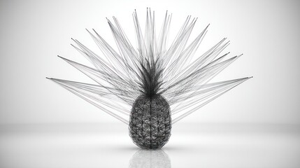 Abstract pineapple design with geometric lines against a white background