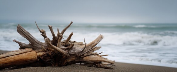 Beach driftwood whispers tales of the sea's journey evoking nostalgia and wonder.