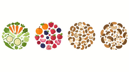 Four Circles of Healthy Food: Vegetables, Berries, and Nuts