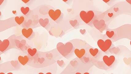 Romantic background with floating red and pink hearts for valentine's day. Abstract love symbol pattern on a soft pastel backdrop for wedding invitations or greeting cards