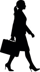 Businesswoman walking with briefcase silhouette