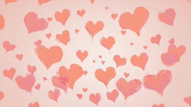 Hand drawn hearts floating on a gentle pink background for a romantic concept. Abstract love symbols perfect for a valentine's day greeting or wedding invitation banner