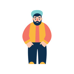 A cartoon man with a beard and a hat.