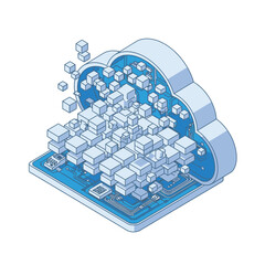 Abstract Cloud Data Storage and Processing Concept.