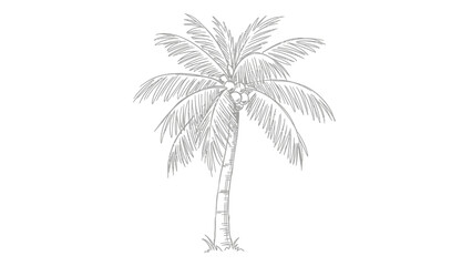 Obraz premium Detailed Hand-Drawn Coconut Palm Tree with Textured Gray Lines