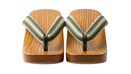 Traditional Japanese Geta Wooden Sandals With Striped Straps