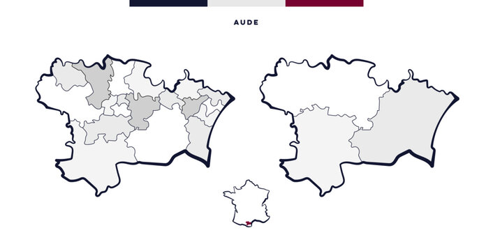 D&eacute;partement et cantons d'Aude - Occitanie (France)