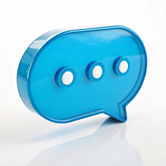 Glossy vibrant blue three-dimensional chat bubble icon symbolizing online communication