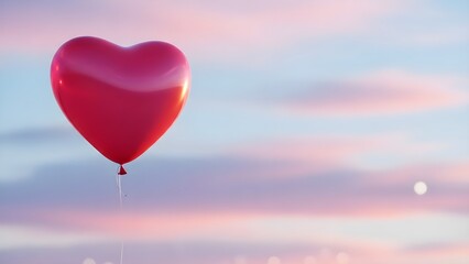 Heart shaped balloon in sky