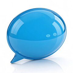 Vibrant Blue 3D Glossy Chat Bubble Icon with Subtle Dots - Communication Symbol