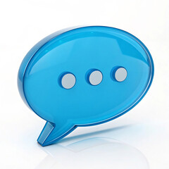 Vibrant 3D Glossy Blue Chat Bubble Icon with Dots