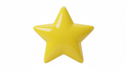 Bright Yellow Five-Pointed Star Symbolizing Excellence, Award, Success, or High Rating on Isolated White Background for UI Elements