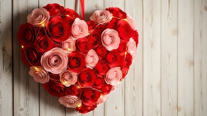 Heart shaped floral arrangement with lights