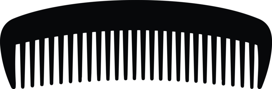 Simple illustration of a black comb silhouette, perfect for grooming and hairstyle concepts
