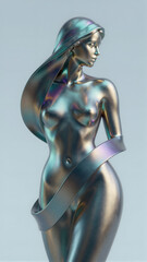 Abstract Metallic Ribbon Sculpture