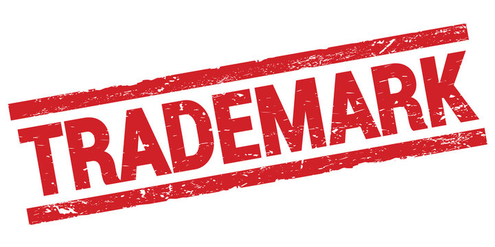 TRADEMARK text on red rectangle stamp sign.