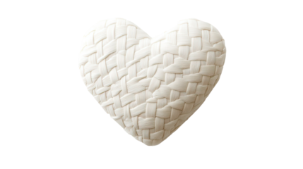 White woven heart shape on transparent background