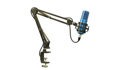 Blue Condenser Microphone on Black Scissor Arm Stand