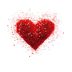 Abstract red heart design on transparent background