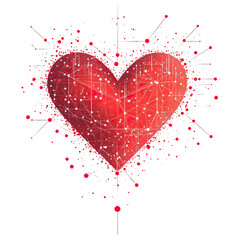 Abstract red heart with connected dots