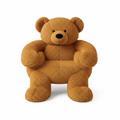 Obraz premium Brown teddy bear shaped armchair isolated on white background for kids room interior design