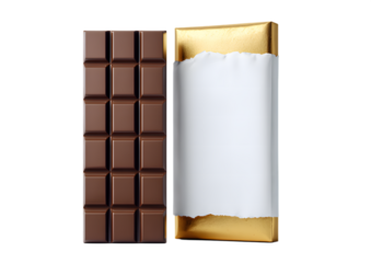 Chocolate bar with wrapper isolated on a transparent background