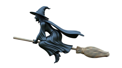 Witch flying on broomstick