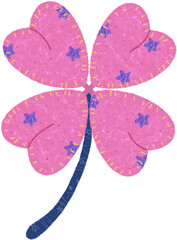 Cute Four Leaf Clover Illustration in Embroidered Style