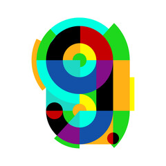 Obraz premium Stylized number nine modern graphic illustration