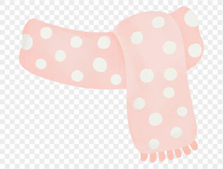 Watercolor pink polka dot winter scarf cozy illustration vector.
