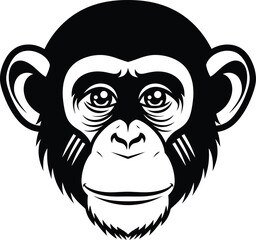 Obraz premium Monkey Face Primate Black and White Vector