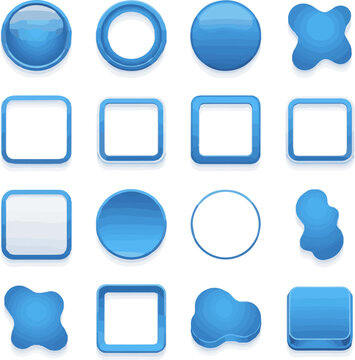Create a kinds of deferent Blank Mobile application icon, button - Blue circle button vector art with white background.