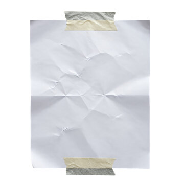 Crumpled white paper secured with tape