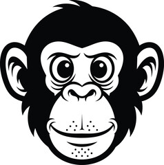 Obraz premium Monkey Face Smiling Cartoon Primate Vector