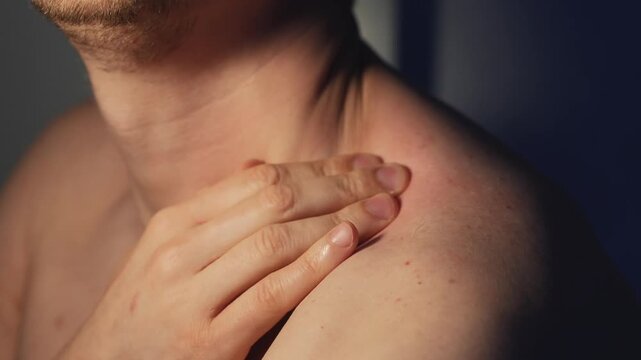 Shoulder joint impingement.
Muscle pain from fatigue.
Muscle spasm in the human body.
Muscle strain in the body due to physical exertion.