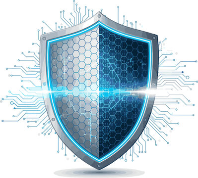 Create a Shield. Protect and Security Technology concept. Digital Shield on abstract technology background. 3d rendering vector art with white background..