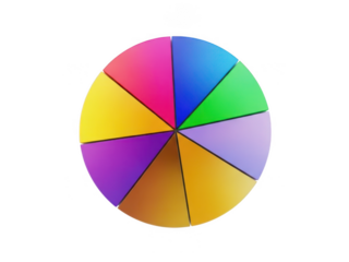 Vibrant color wheel displaying primary and secondary colors isolated on transparent background