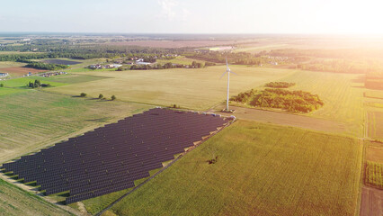 Electricity generation from sun and wind in nature