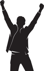 Silhouette of a Person Celebrating Victory and Success