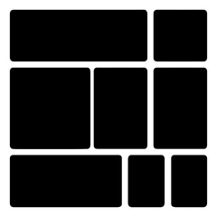 Modern Bento Grid UI Layout,Minimalist Asymmetric Block Design in Black  Colors on White Background