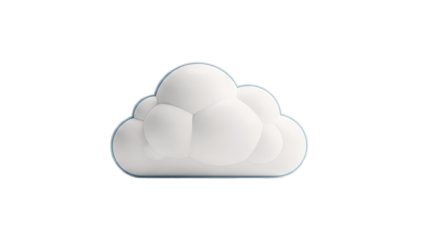 White Cloud Shape with Blue Outline on White Background