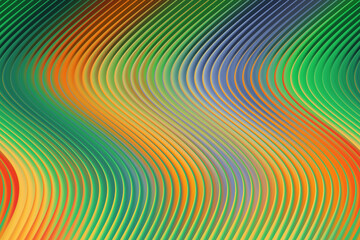 Dynamic wavy diagonal lines in a warm green and orange gradient abstract background for energetic and organic design concepts.