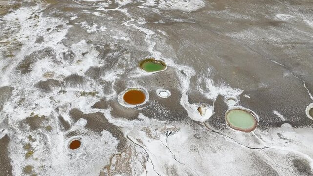 Saline ponds in Salar de Antofalla, Catamarca landscape
