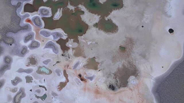 Aerial view of saline pond in Salar de Antofalla