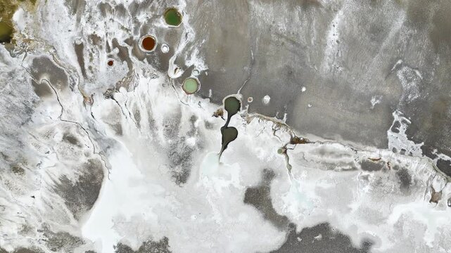 Aerial view of saline pond in Salar de Antofalla